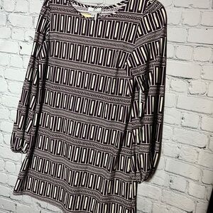 Jude Connally Plum and White Long Sleeve Dress